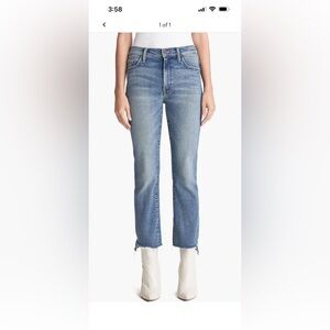 MOTHER The Insider Crop Step Fray Blue Jeans